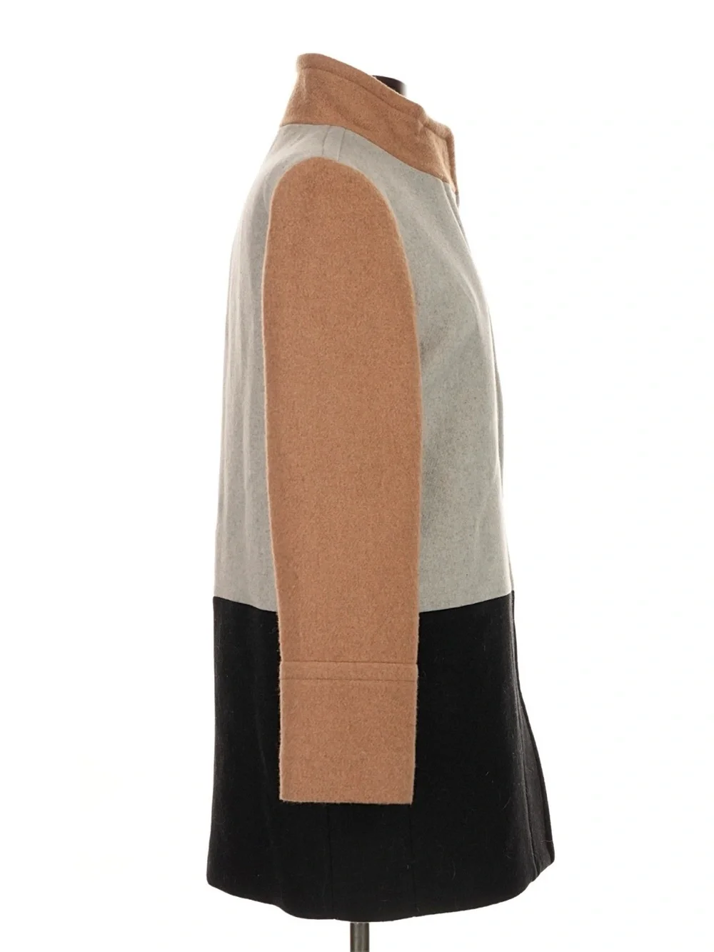 J. Crew Tan and Cream Colorblock Wool City Coat 0